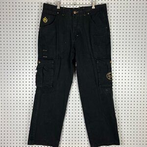 Eight 732 Y2K Baggy Pants 40x34 Black Cargo Gothic Streetwear Skate Wide Leg 90s